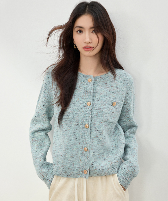 フローラルヤーンニットカーディガン