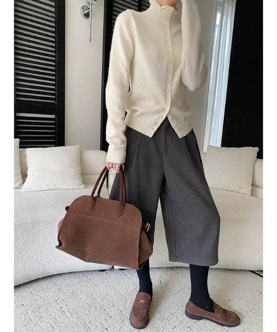 ワイドレッグクロップドスラックスパンツ