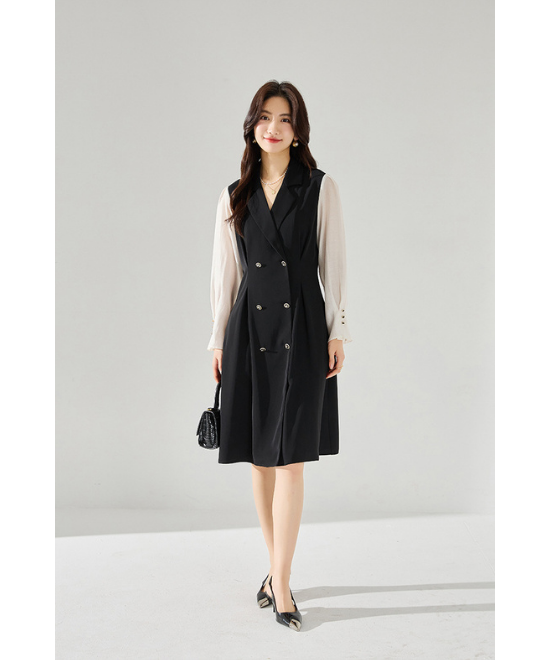 スーツライクブロッキングワンピース