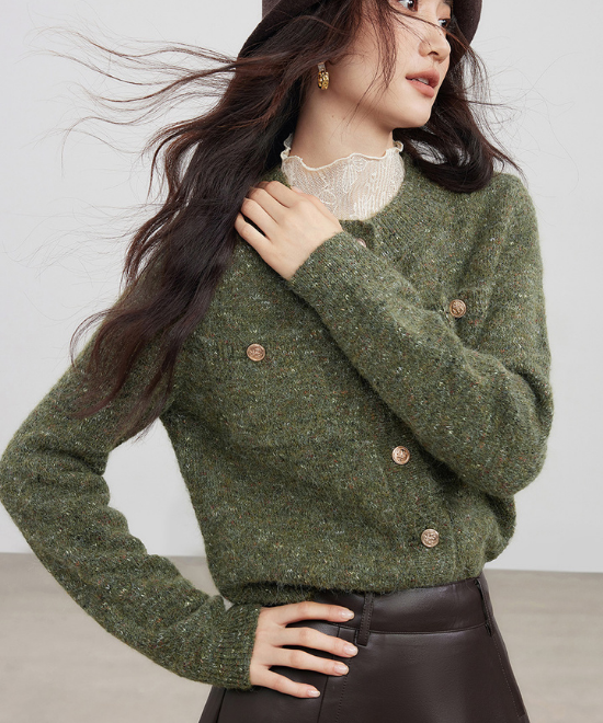 フローラルヤーンニットカーディガン