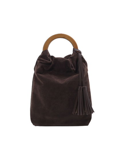 コーデュロイタッセル巾着バッグ