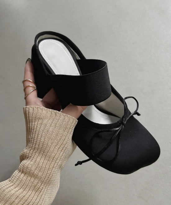 リボンノットパンプスライクミュール