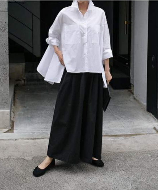 イレギュラーヘムコットンシャツ