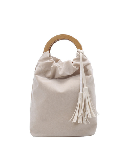 コーデュロイタッセル巾着バッグ