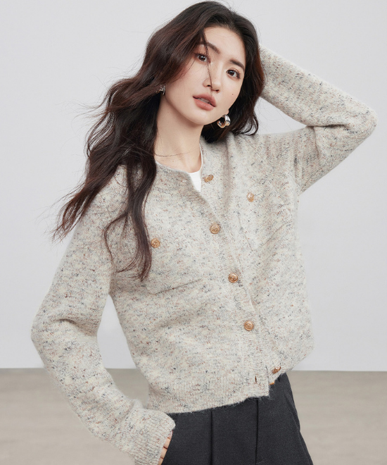 フローラルヤーンニットカーディガン