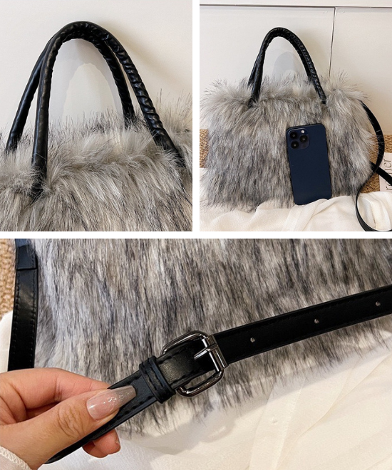 フェイクファーハンドバッグ