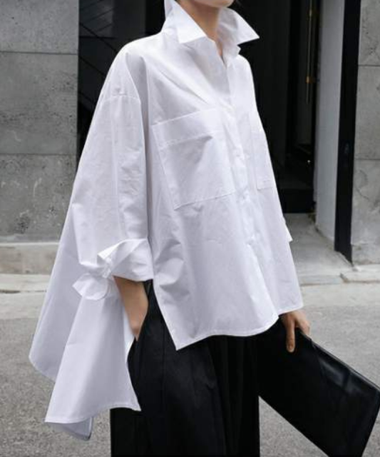 イレギュラーヘムコットンシャツ