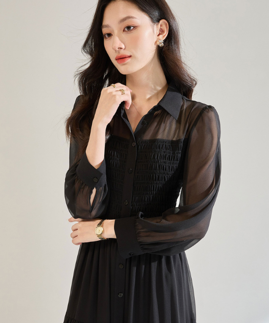 ブラックシフォンロングワンピース