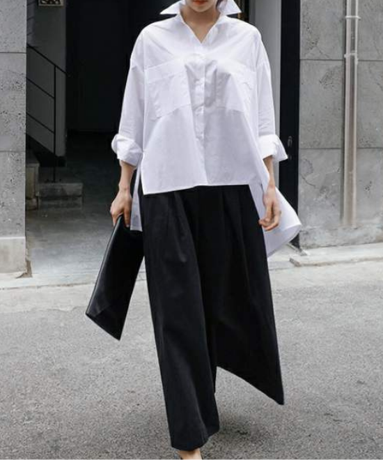 イレギュラーヘムコットンシャツ