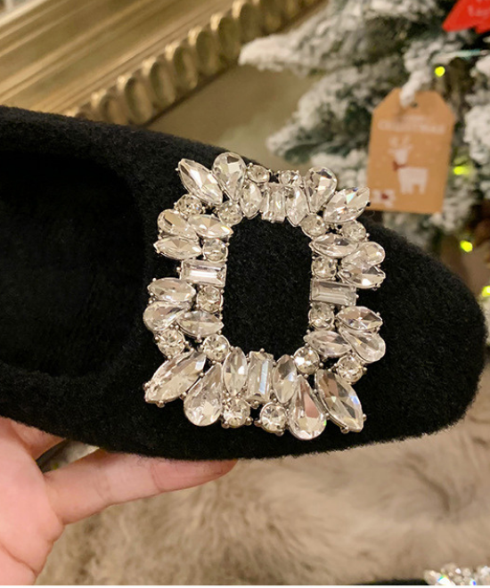 ビジューバックルウールメリージェーン