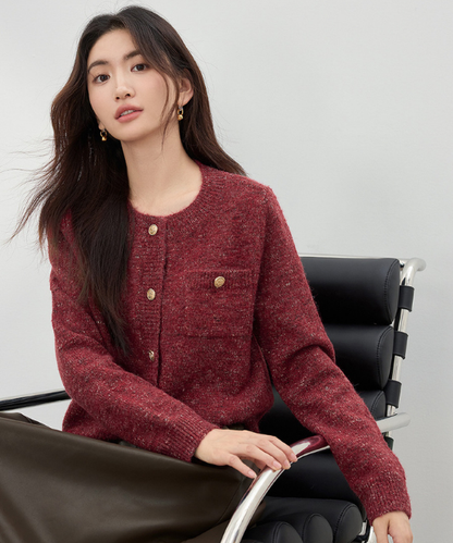 フローラルヤーンニットカーディガン