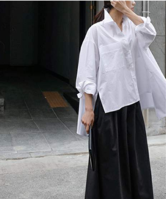 イレギュラーヘムコットンシャツ