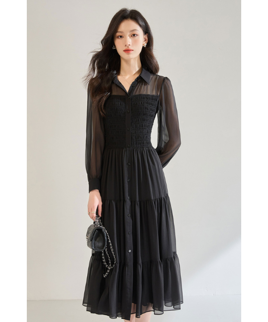 ブラックシフォンロングワンピース