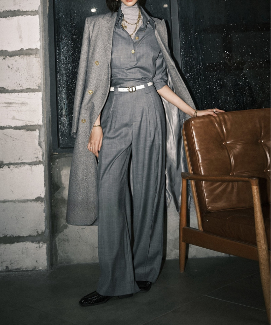 セットアップ対応ツイルテクスチャーパンツ