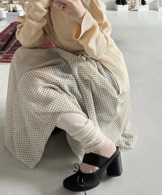 リボンノットパンプスライクミュール