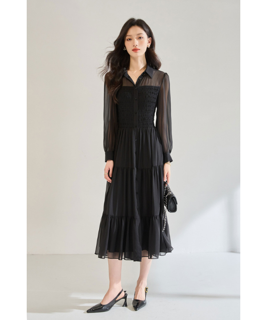 ブラックシフォンロングワンピース