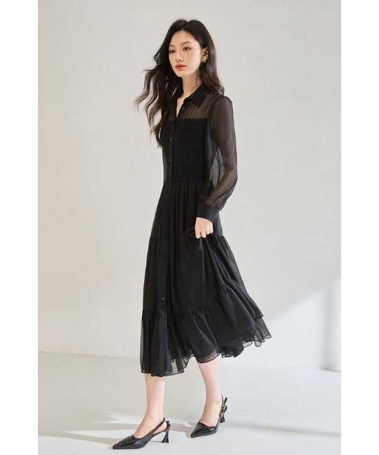 ブラックシフォンロングワンピース