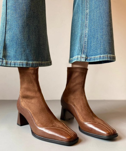 コントラストスクエアトゥブーツ