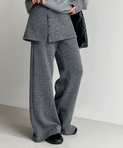 スカート付きリラックスフレアパンツ