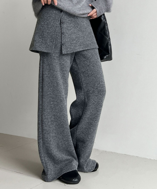 スカート付きリラックスフレアパンツ