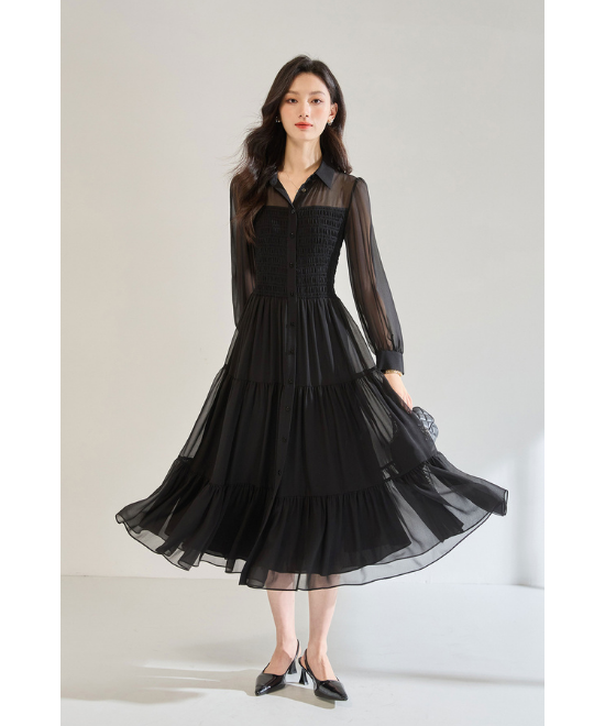 ブラックシフォンロングワンピース