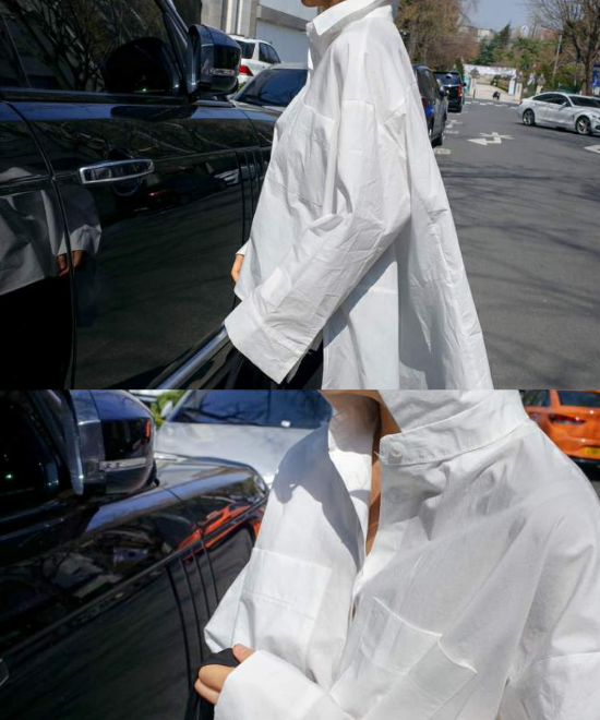 イレギュラーヘムコットンシャツ