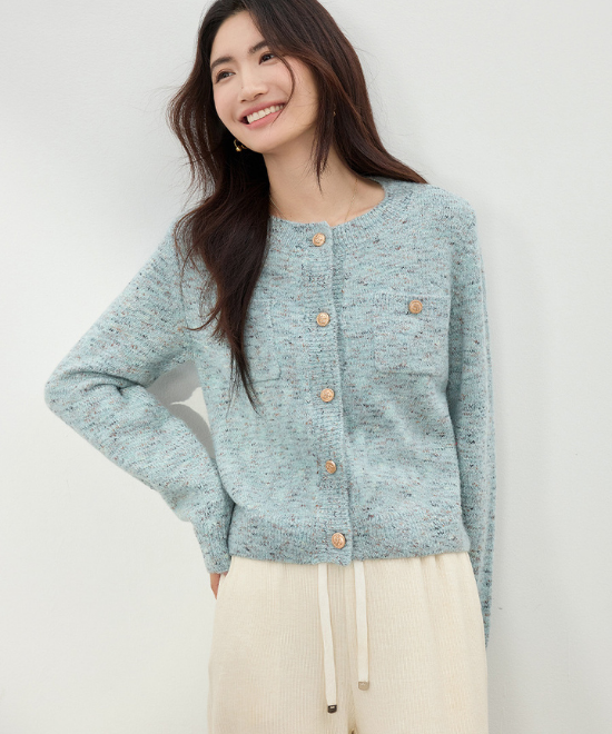 フローラルヤーンニットカーディガン