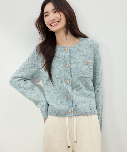 フローラルヤーンニットカーディガン