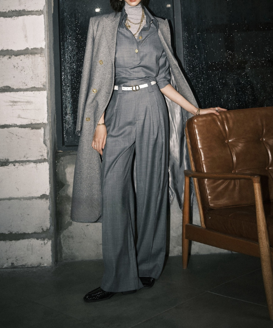 セットアップ対応ツイルテクスチャーシャツ