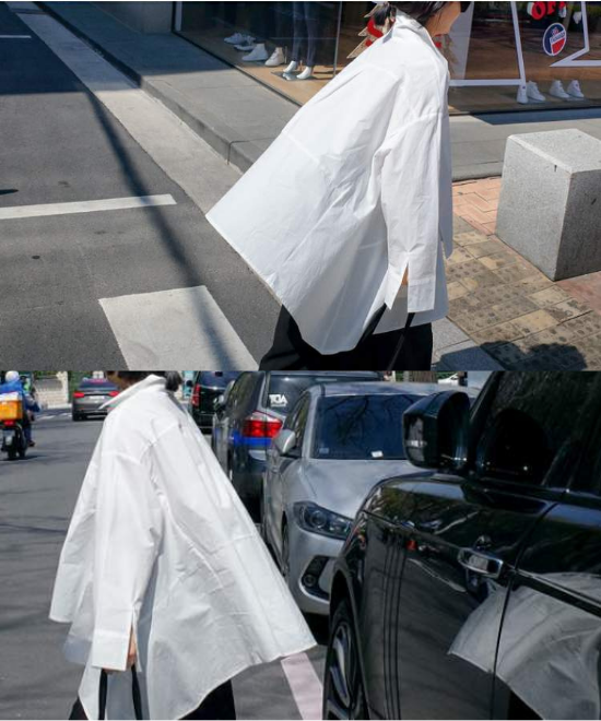 イレギュラーヘムコットンシャツ