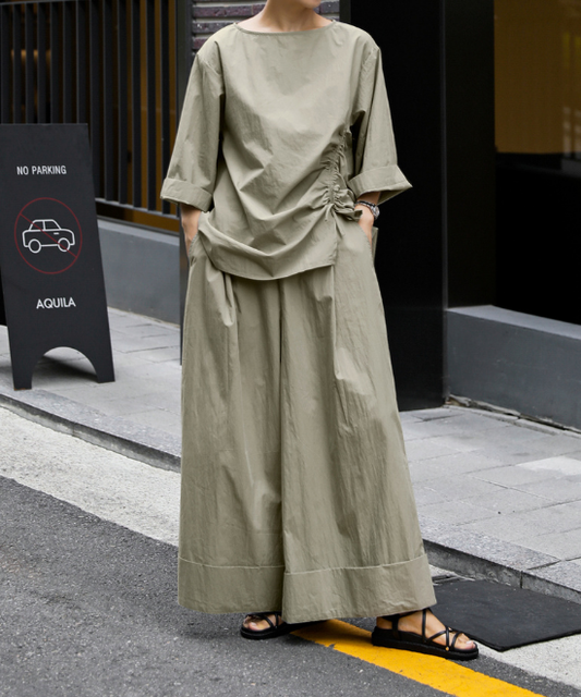 レースアップドロストシャツ