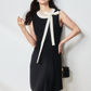 コントラストカラーリボンワンピース