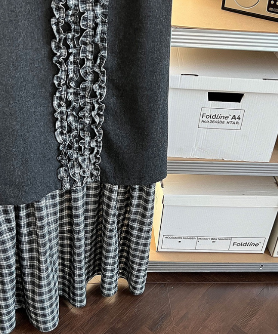 チェック柄フリルベストワンピース