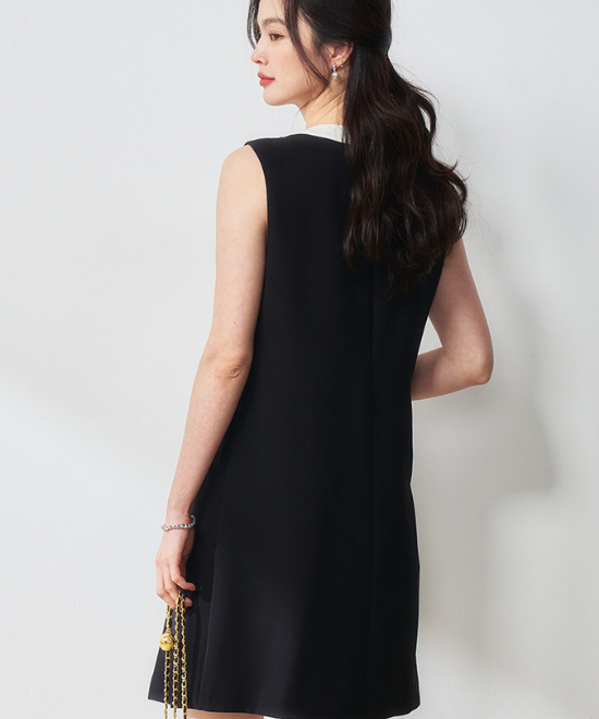 コントラストカラーリボンワンピース