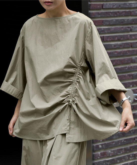 レースアップドロストシャツ