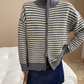 ダブルジッパーボーダーニットカーディガン