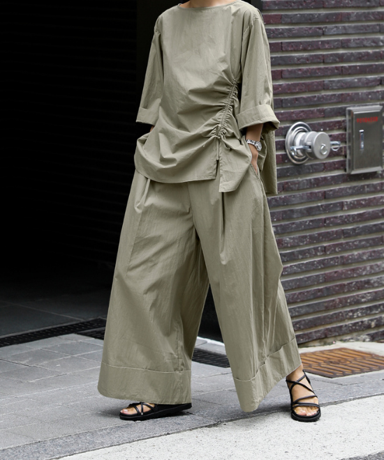 レースアップドロストシャツ