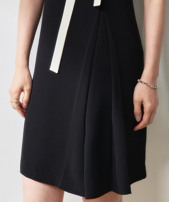 コントラストカラーリボンワンピース