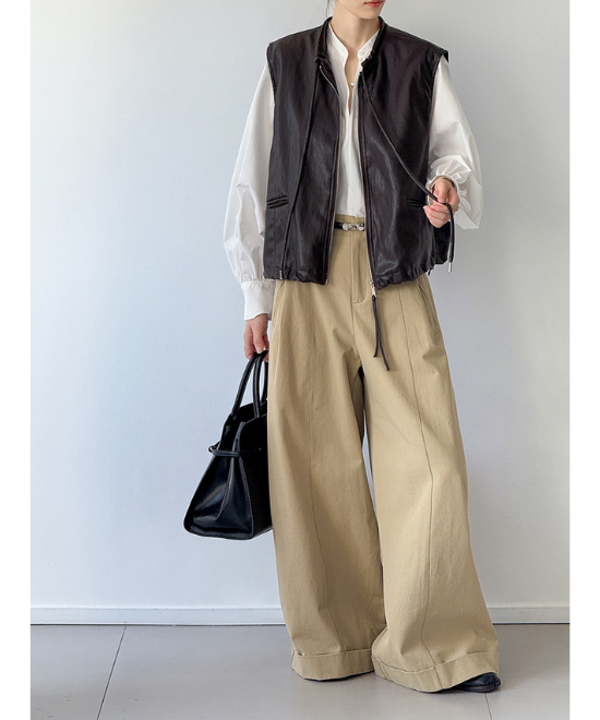 リボンタイレザーベスト