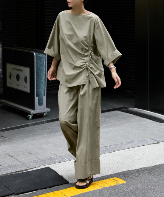 レースアップドロストシャツ