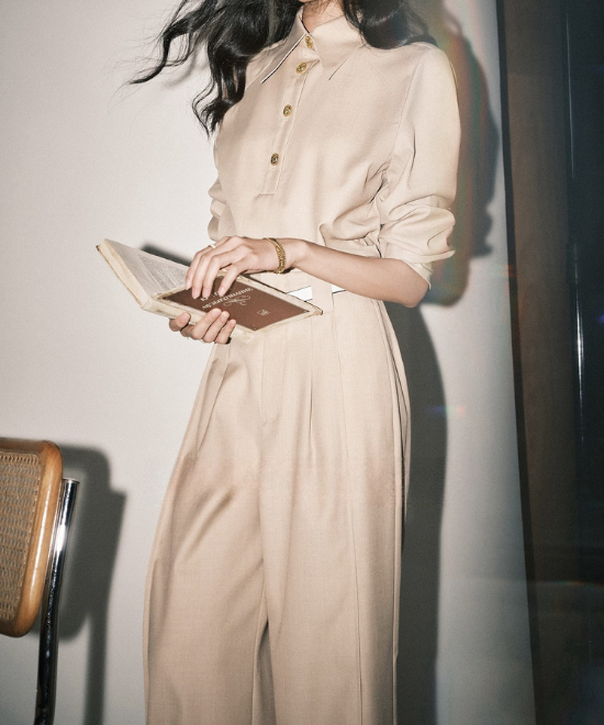 セットアップ対応ツイルテクスチャーシャツ