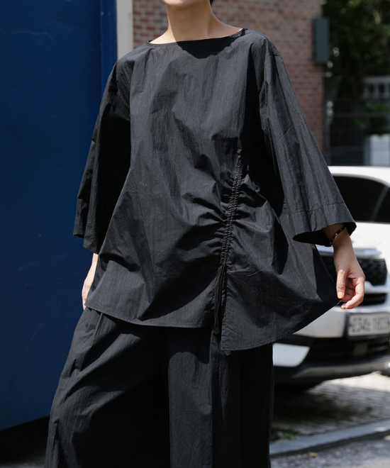 レースアップドロストシャツ