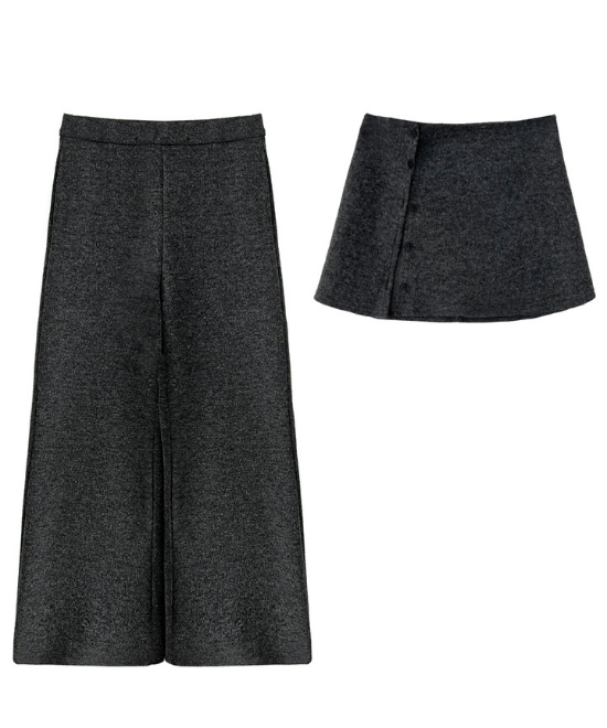 スカート付きリラックスフレアパンツ