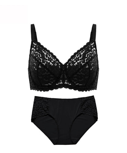 ソフトハートカップフラワーレースブラ＆ショーツ