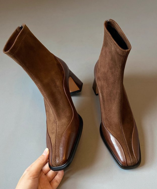 コントラストスクエアトゥブーツ