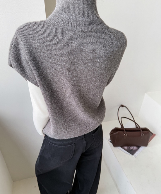 ハイネックボタンベスト