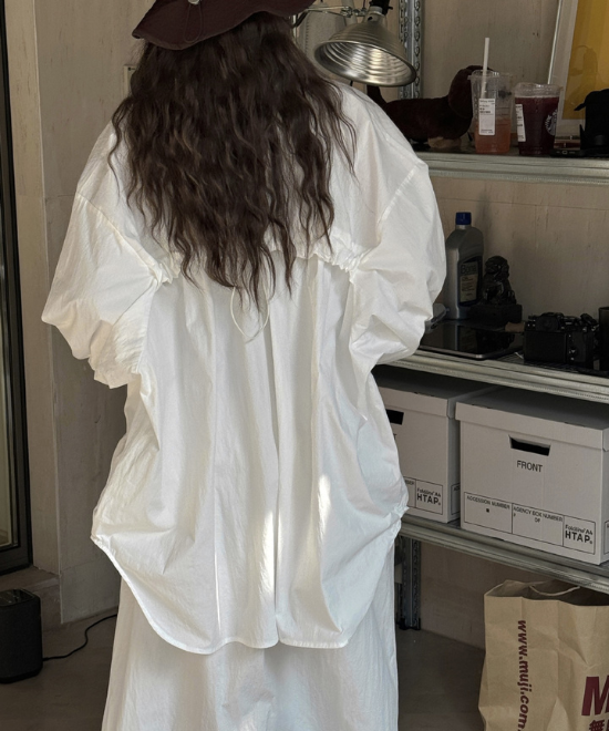 ドローストリングオーバーシャツ