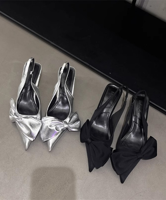 ポインテッドトゥリボンミュール