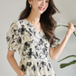 フラワーアートプリントワンピース