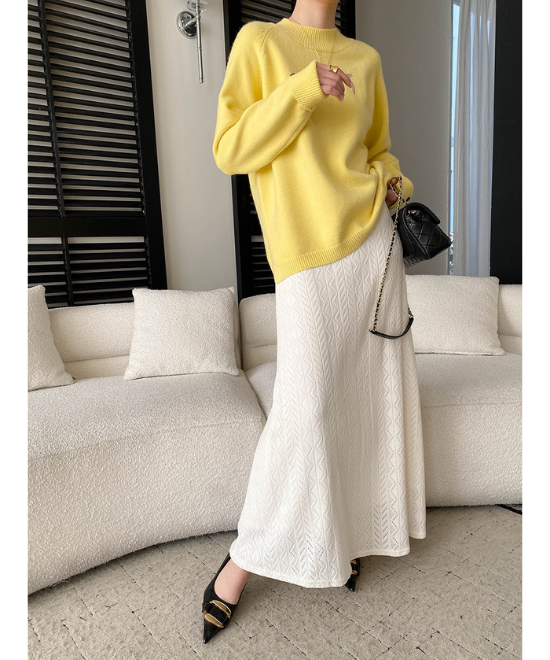 レース編みハイウエストロングスカート